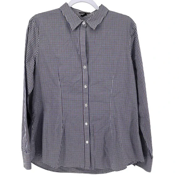 Theory Women's Button-Down Shirt in Navy and White Gingham - Picture 2 of 9